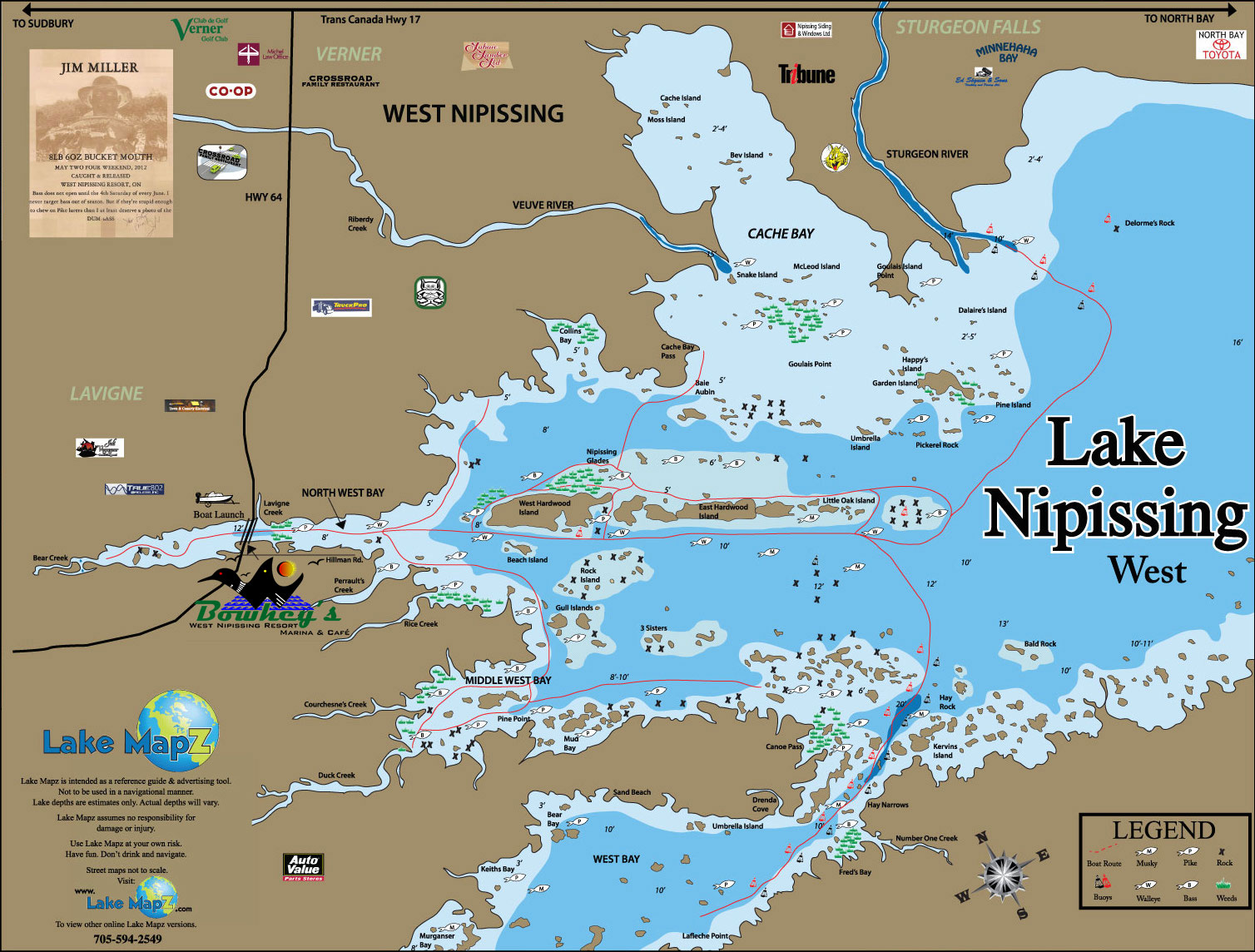 Bowheys Lake Nipissing Map 