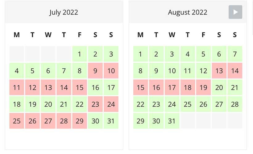 Availability calendar