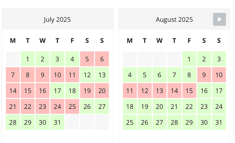 Availability calendar